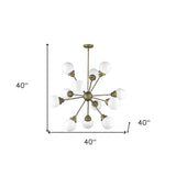 Bronze Sputnik Twelve Light Frosted Metal Dimmable Chandelier With Off White Shades - Homeroots - Flyclothing LLC