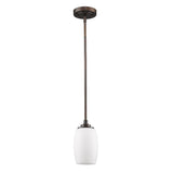 Bronze Hanging Light with Frosted Glass Shade - Homeroots
