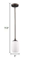 Bronze Hanging Light with Frosted Glass Shade - Homeroots
