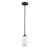 Bronze Hanging Light with Frosted Glass Shade - Homeroots