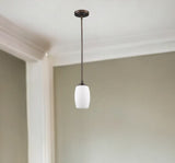 Bronze Hanging Light with Frosted Glass Shade - Homeroots