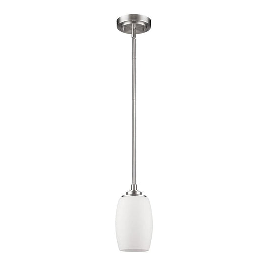 Silver Hanging Light with Frosted Glass Shade - Homeroots