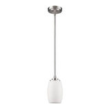 Silver Hanging Light with Frosted Glass Shade - Homeroots