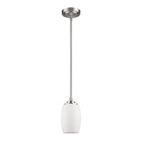 Silver Hanging Light with Frosted Glass Shade - Homeroots