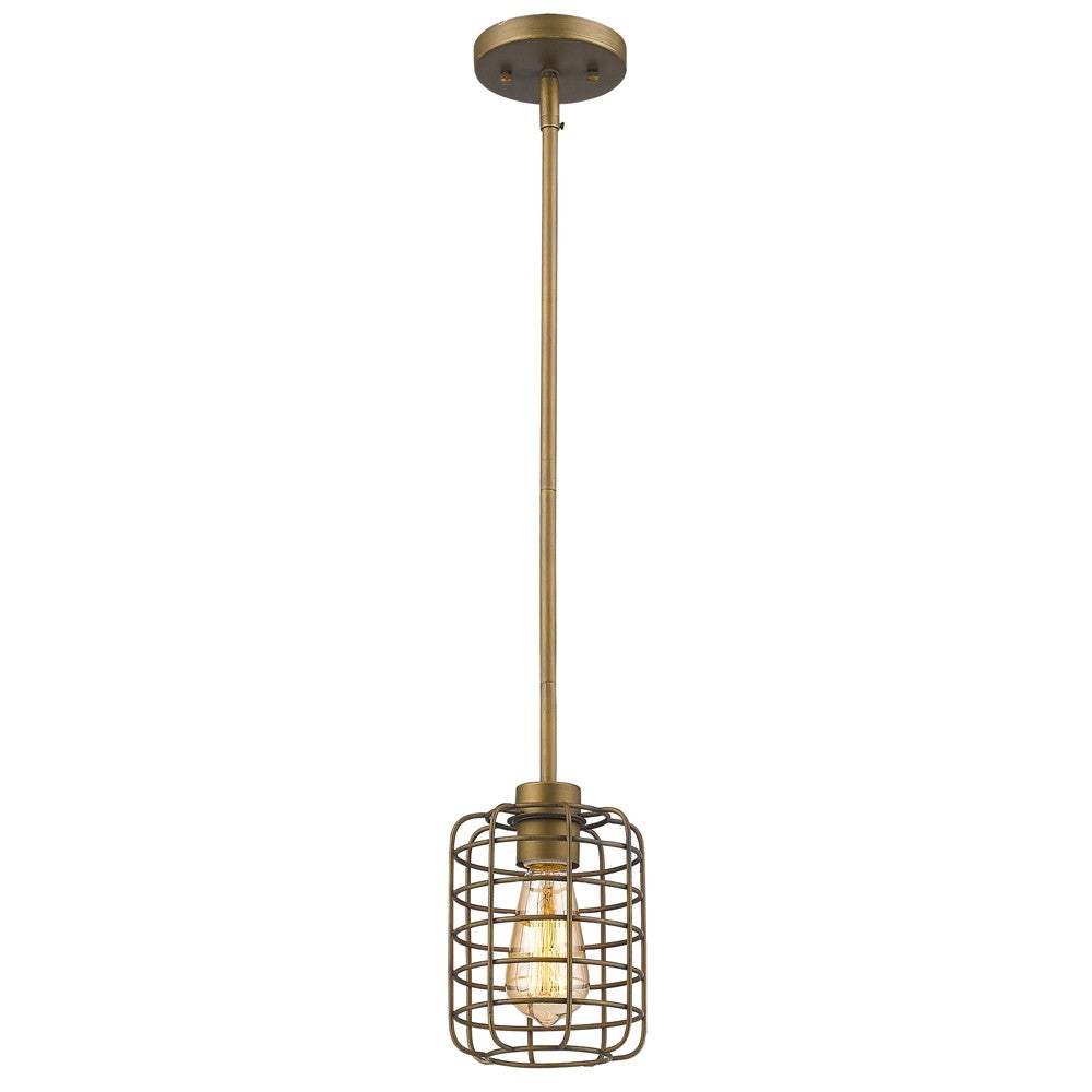 Brushed Gold Metal Cage Hanging Light - Homeroots - Flyclothing LLC