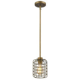 Brushed Gold Metal Cage Hanging Light - Homeroots