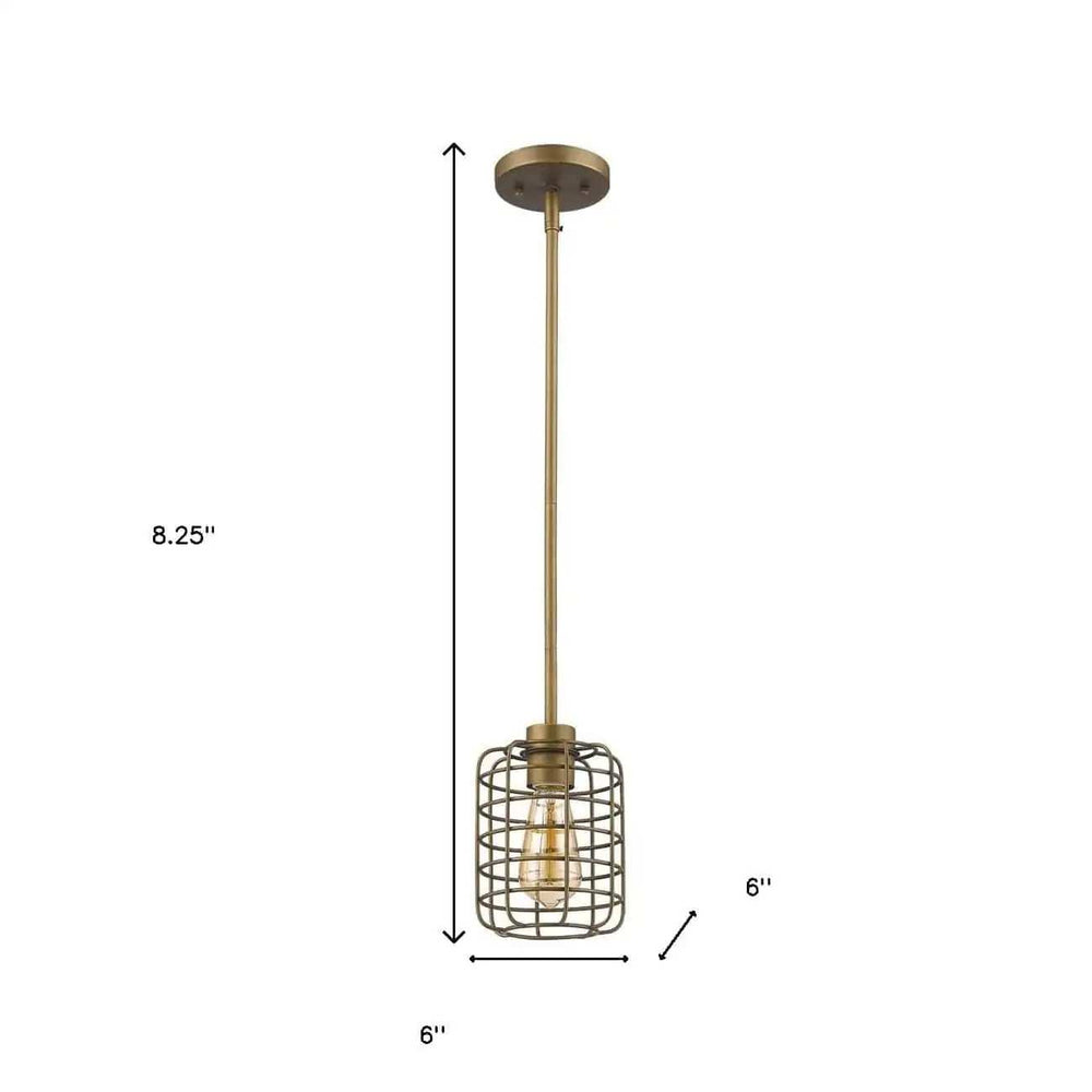 Brushed Gold Metal Cage Hanging Light - Homeroots - Flyclothing LLC