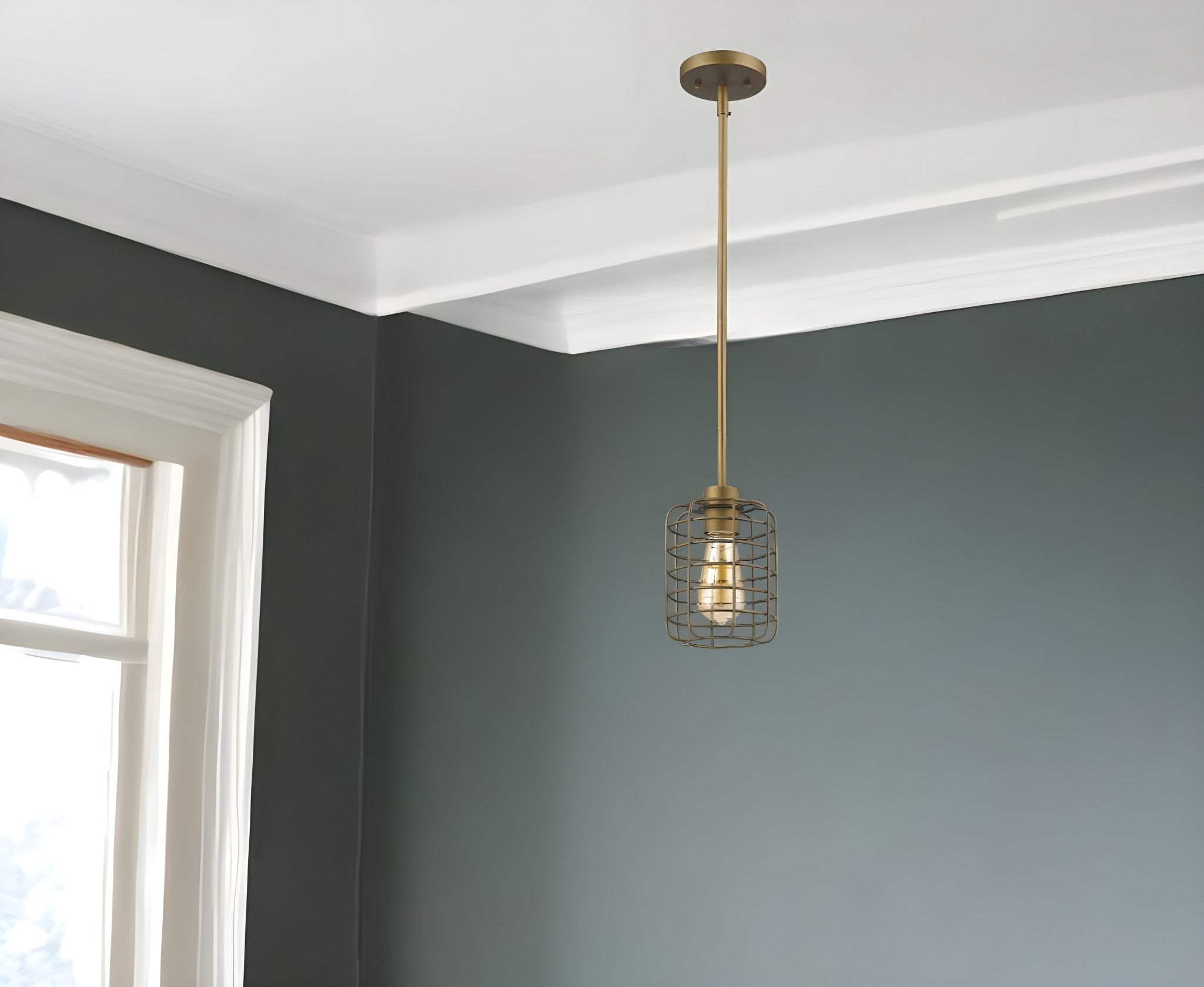 Brushed Gold Metal Cage Hanging Light - Homeroots - Flyclothing LLC