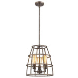 Rebarre 3-Light Antique Silver Drum Pendant With Open Cage Shade - Homeroots