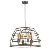 Rebarre 4-Light Antique Silver Drum Pendant With Open Cage Shade - Homeroots