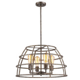 Rebarre 4-Light Antique Silver Drum Pendant With Open Cage Shade - Homeroots