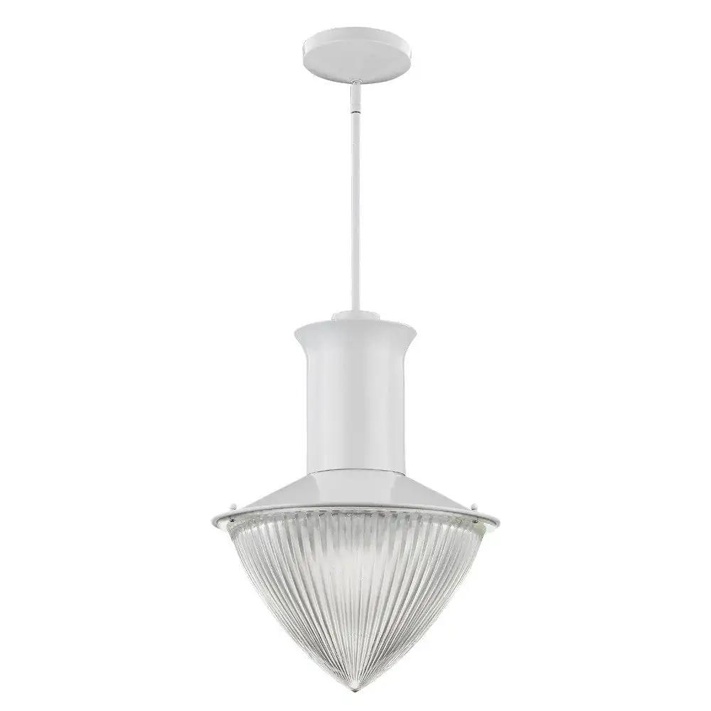 Skylar 1-Light White Pendant With Halophane Glass Shade - Homeroots