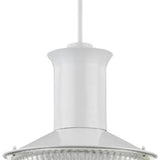 Skylar 1-Light White Pendant With Halophane Glass Shade - Homeroots