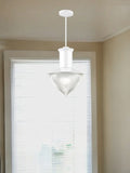 Skylar 1-Light White Pendant With Halophane Glass Shade - Homeroots
