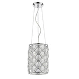 Isabella 1-Light Polished Nickel Drum Pendant With Crystal Accents - Homeroots