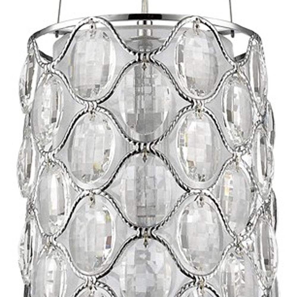 Isabella 1-Light Polished Nickel Drum Pendant With Crystal Accents - Homeroots - Flyclothing LLC