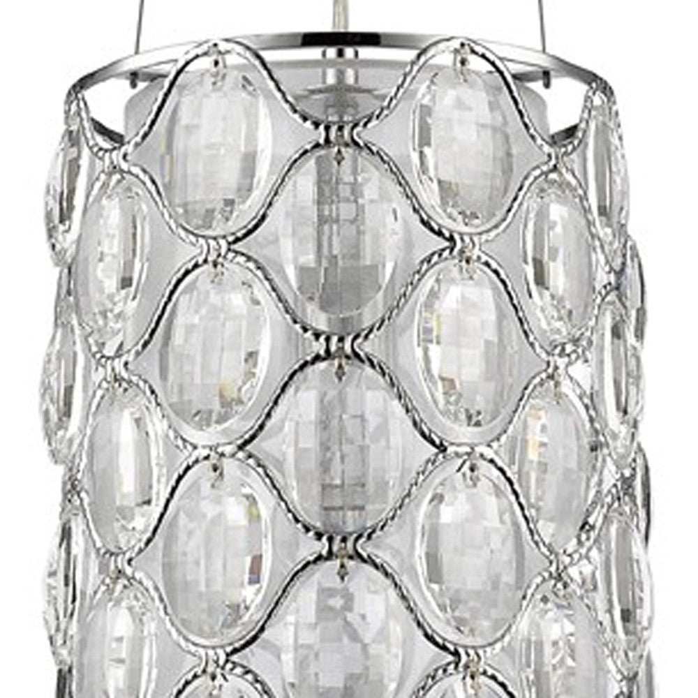 Isabella 1-Light Polished Nickel Drum Pendant With Crystal Accents - Homeroots - Flyclothing LLC