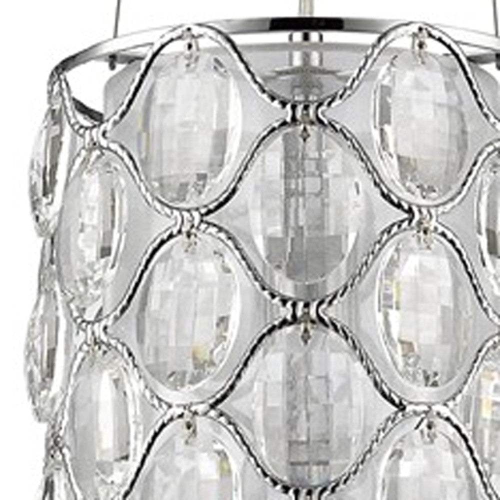Isabella 1-Light Polished Nickel Drum Pendant With Crystal Accents - Homeroots - Flyclothing LLC
