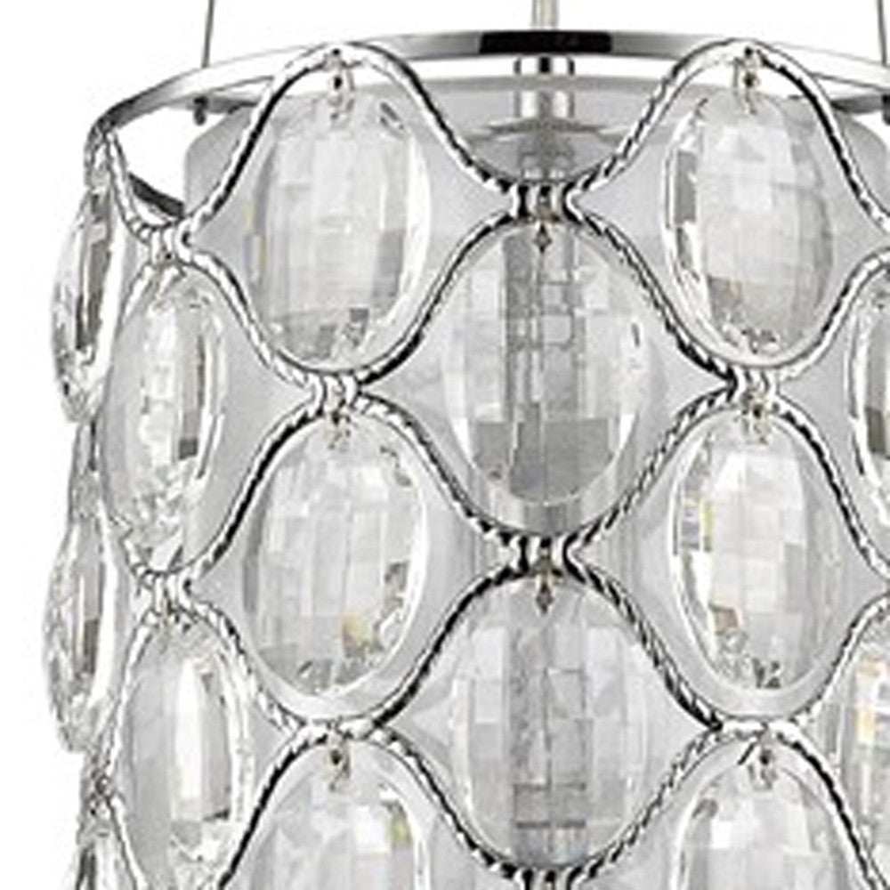 Isabella 1-Light Polished Nickel Drum Pendant With Crystal Accents - Homeroots - Flyclothing LLC