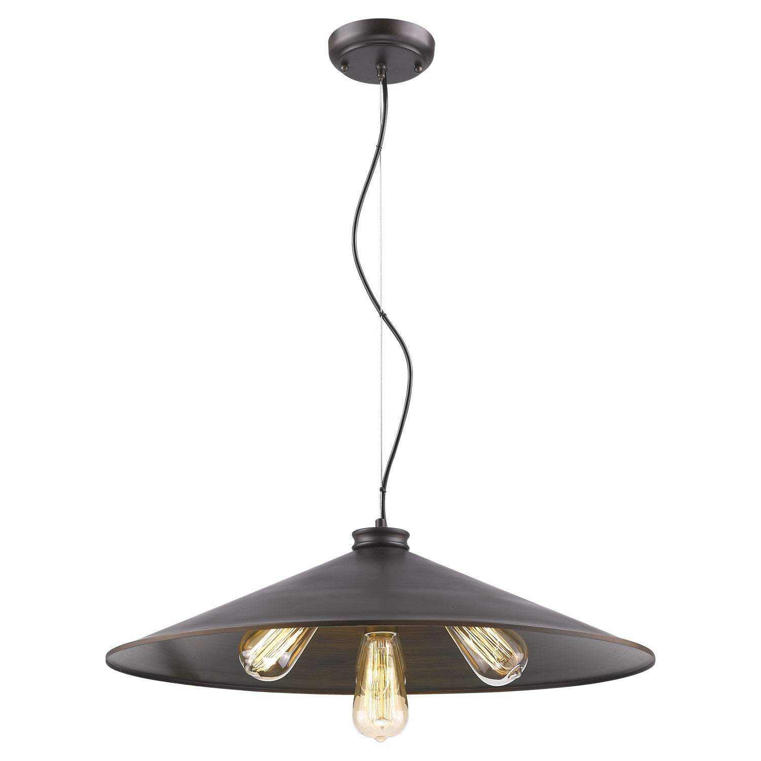 Alcove 4-Light Oil-Rubbed Bronze Pendant With Raw Brass Interior Shade - Homeroots - Flyclothing LLC
