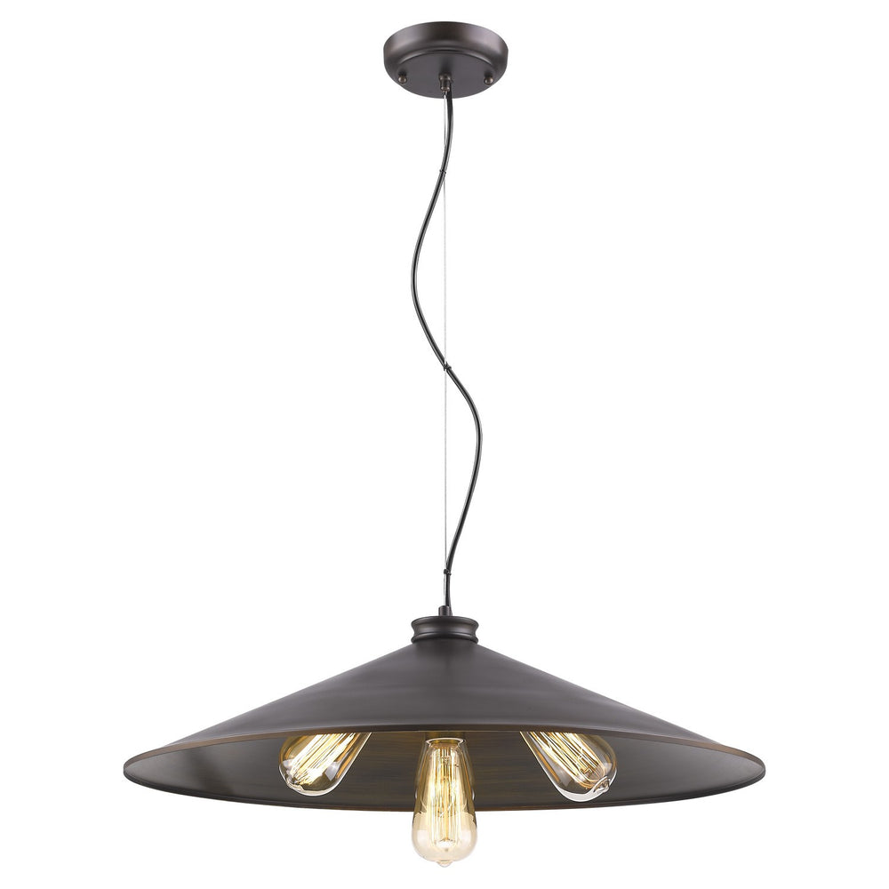 Alcove 4-Light Oil-Rubbed Bronze Pendant With Raw Brass Interior Shade - Homeroots
