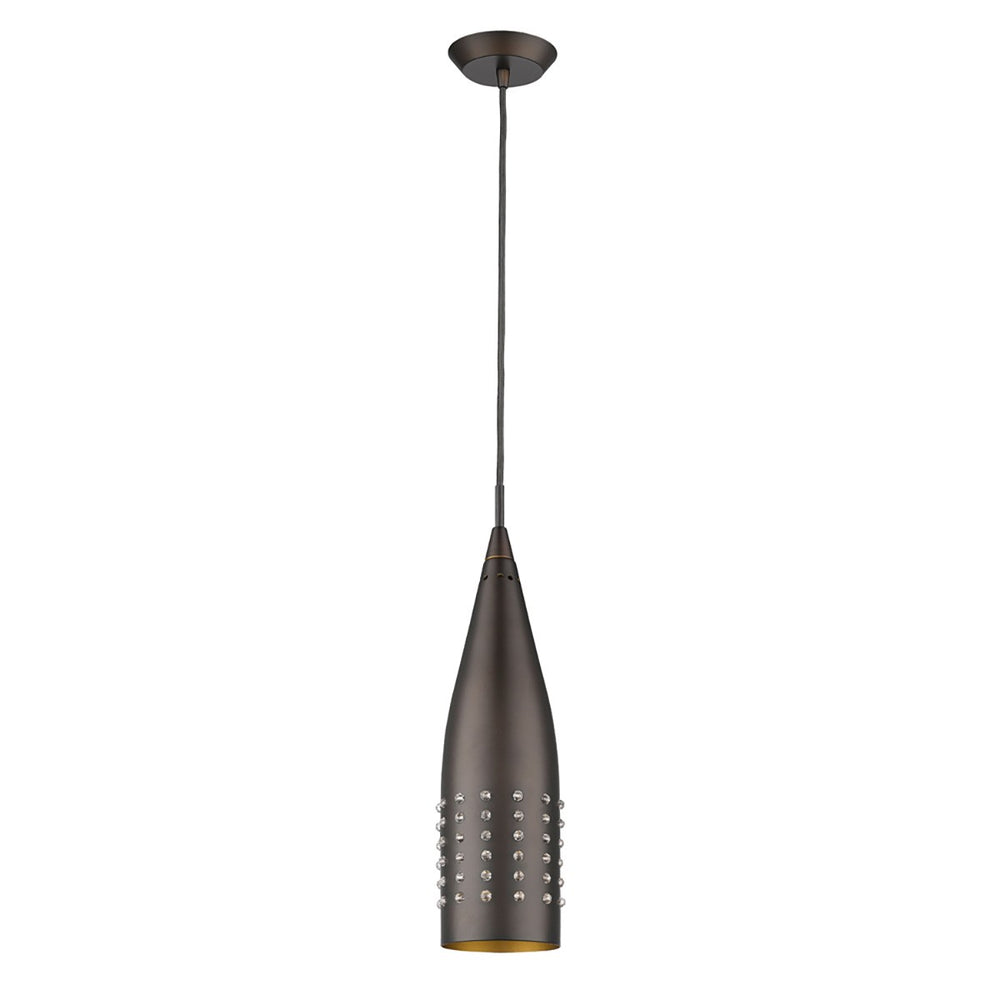 Narrow Bronze Hanging Light with Glass Studs - Homeroots