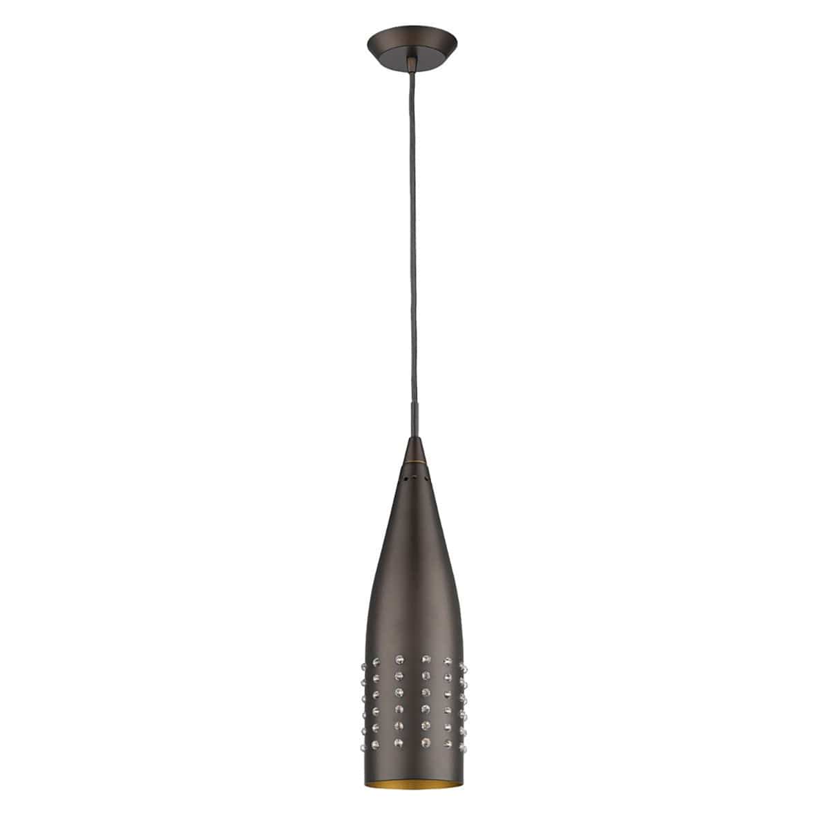Narrow Bronze Hanging Light with Glass Studs - Homeroots