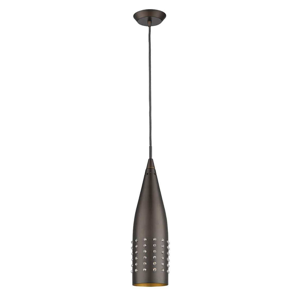 Narrow Bronze Hanging Light with Glass Studs - Homeroots - Flyclothing LLC