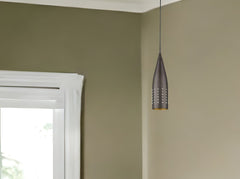 Narrow Bronze Hanging Light with Glass Studs - Homeroots