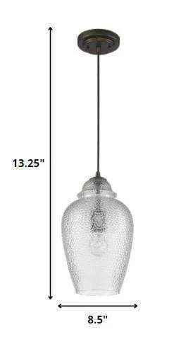 Antique Bronze Hanging Light with Textured Glass Shade - Homeroots - Flyclothing LLC