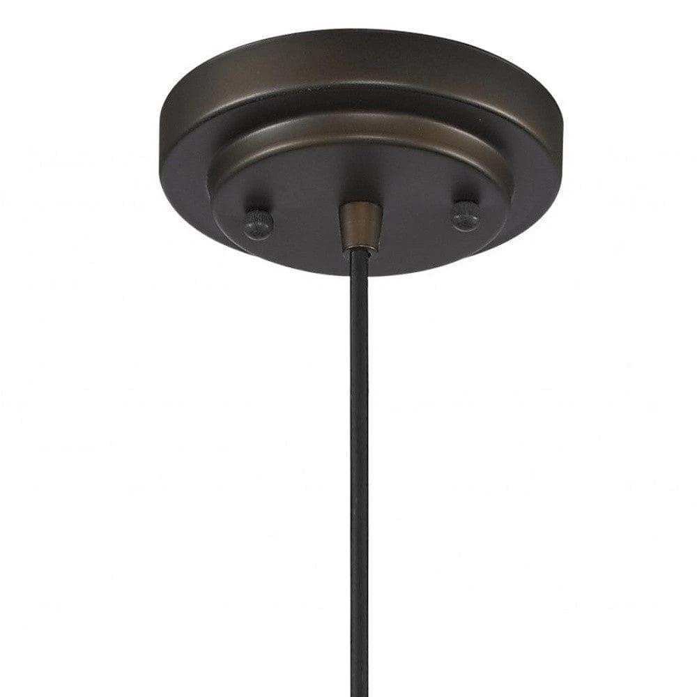 Antique Bronze Hanging Light with Textured Glass Shade - Homeroots - Flyclothing LLC