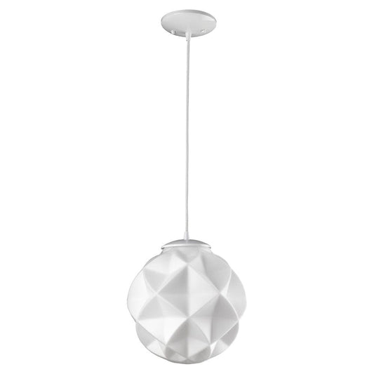 Nova 1-Light White Mini Pendant With Geometric Globe Shade - Homeroots