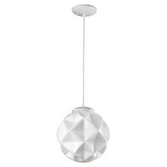 Nova 1-Light White Mini Pendant With Geometric Globe Shade - Homeroots
