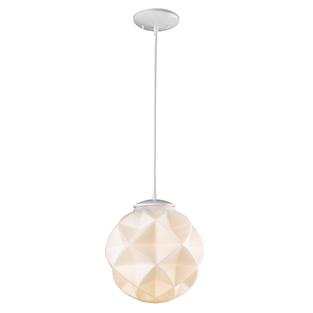 Nova 1-Light White Mini Pendant With Geometric Globe Shade - Homeroots