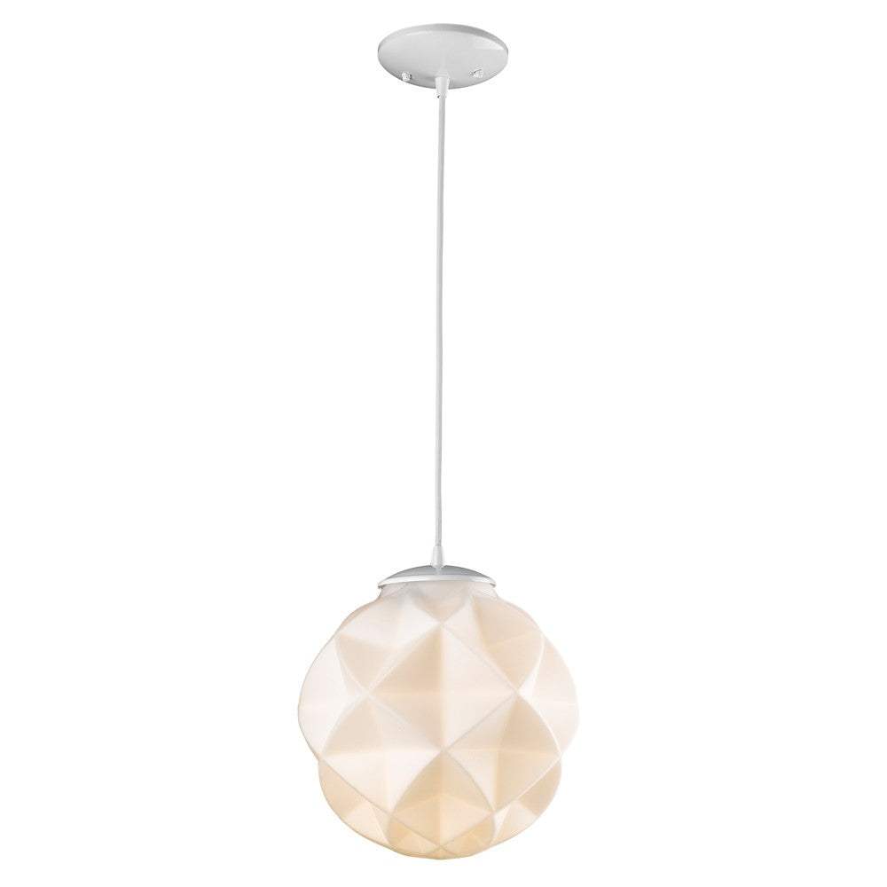 Nova 1-Light White Mini Pendant With Geometric Globe Shade - Homeroots - Flyclothing LLC