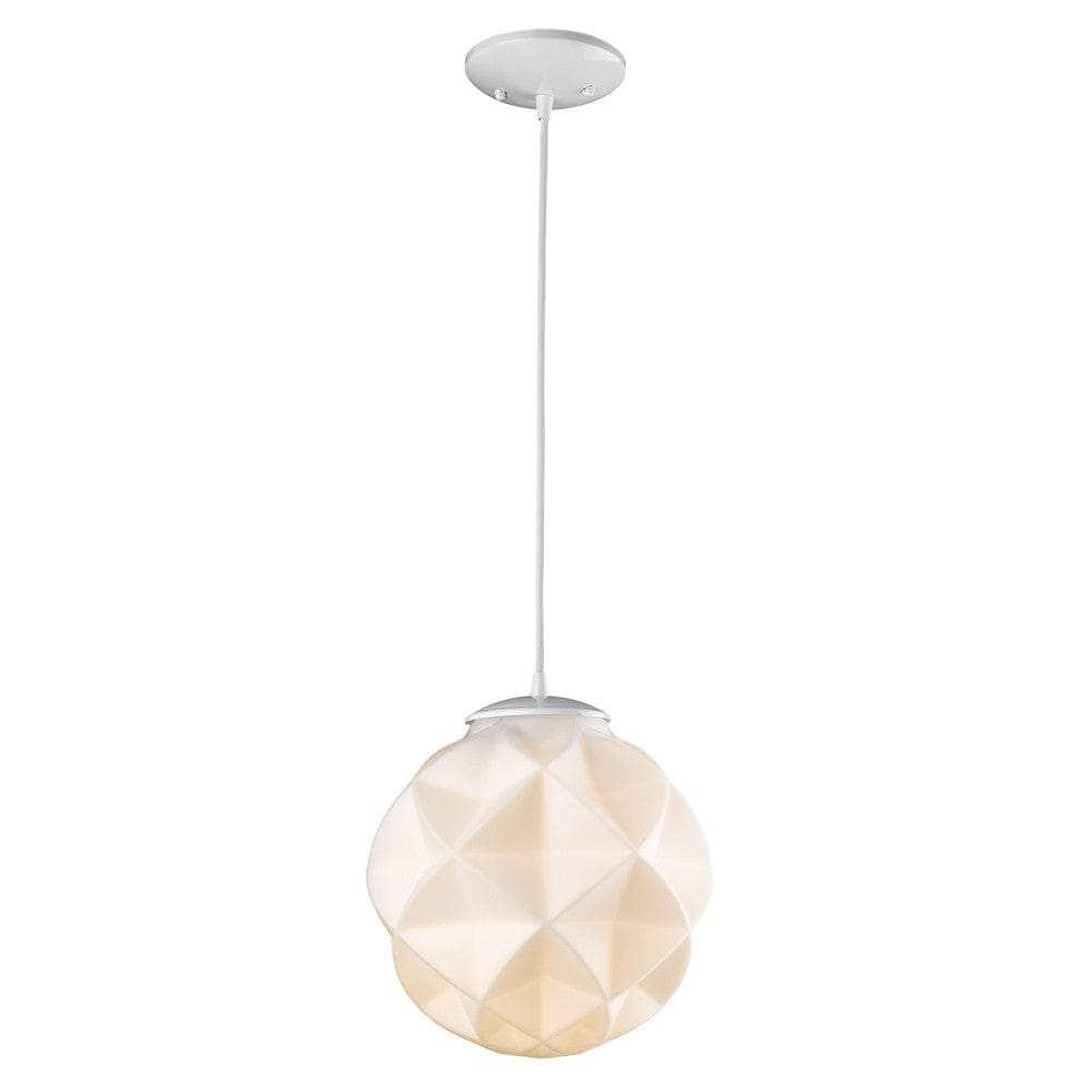 Nova 1-Light White Mini Pendant With Geometric Globe Shade - Homeroots - Flyclothing LLC