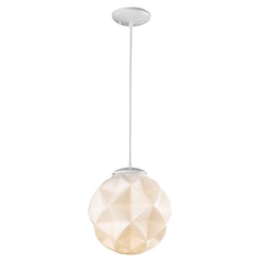 Nova 1-Light White Mini Pendant With Geometric Globe Shade - Homeroots