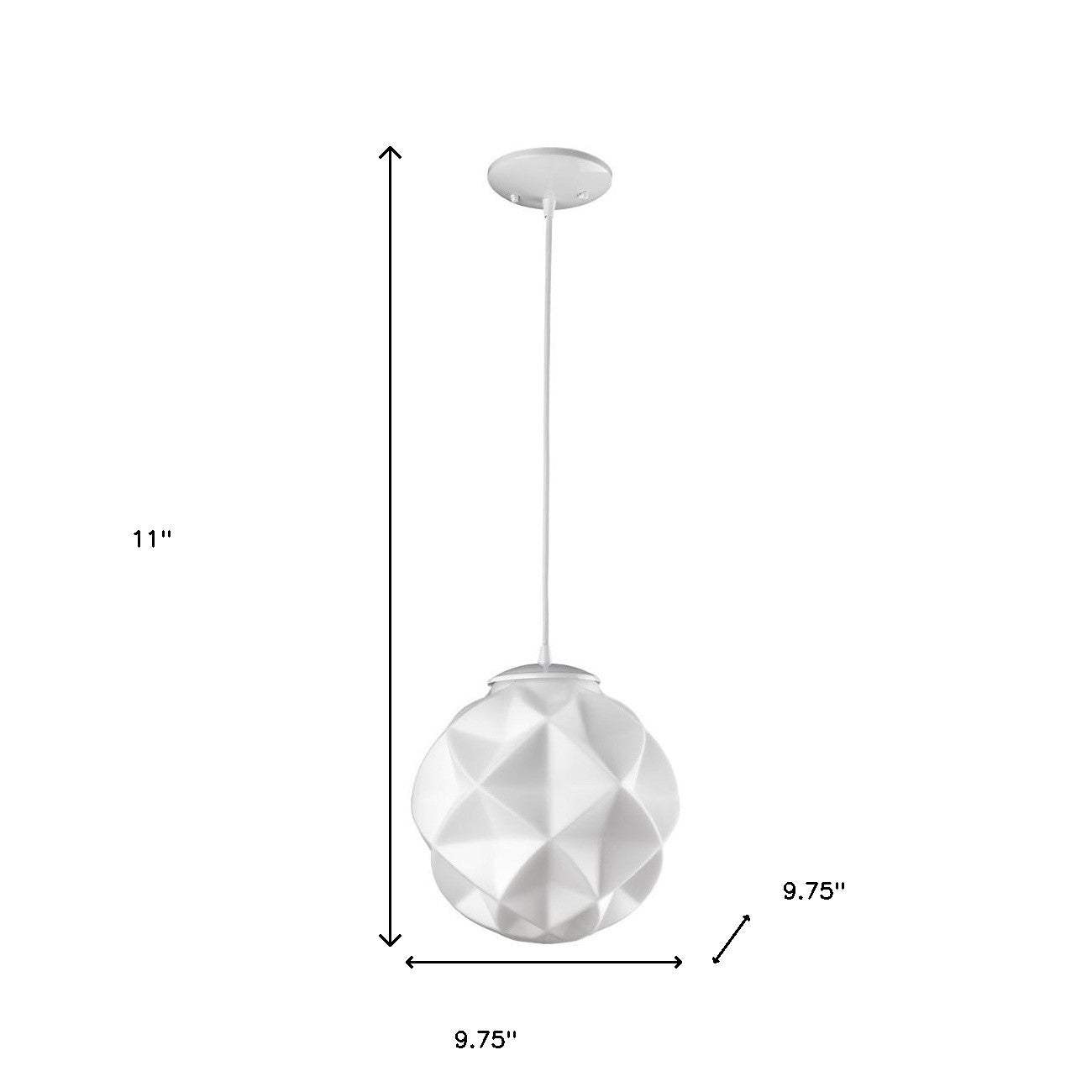 Nova 1-Light White Mini Pendant With Geometric Globe Shade - Homeroots - Flyclothing LLC