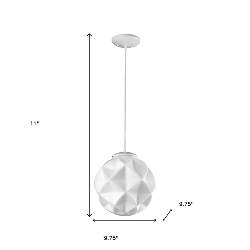 Nova 1-Light White Mini Pendant With Geometric Globe Shade - Homeroots - Flyclothing LLC
