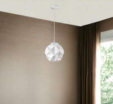Nova 1-Light White Mini Pendant With Geometric Globe Shade - Homeroots - Flyclothing LLC