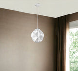 Nova 1-Light White Mini Pendant With Geometric Globe Shade - Homeroots