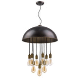 Keough 10-Light Oil-Rubbed Bronze Bowl Pendant With Raw Brass Sockets - Homeroots