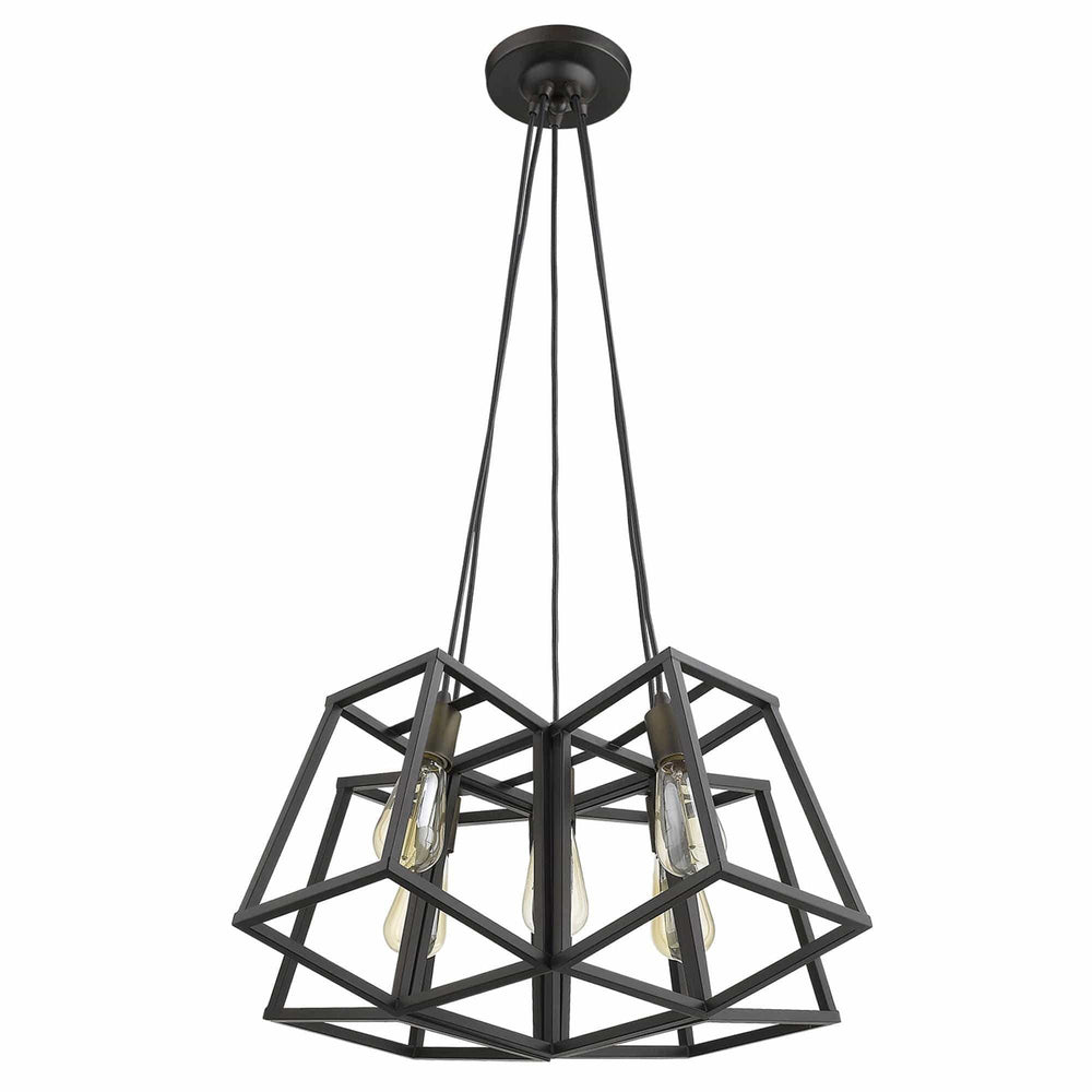 Bronze Lantern Five Light Metal Dimmable Chandelier - Homeroots - Flyclothing LLC
