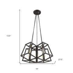 Bronze Lantern Five Light Metal Dimmable Chandelier