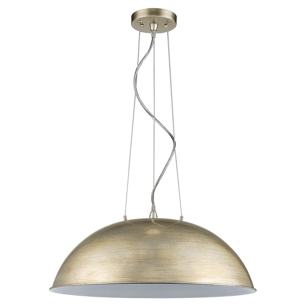 Layla 1-Light Washed Gold Bowl Pendant With Gloss White Interior Shade - Homeroots