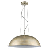 Layla 1-Light Washed Gold Bowl Pendant With Gloss White Interior Shade - Homeroots