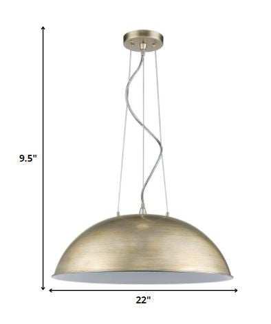 Layla 1-Light Washed Gold Bowl Pendant With Gloss White Interior Shade - Homeroots - Flyclothing LLC