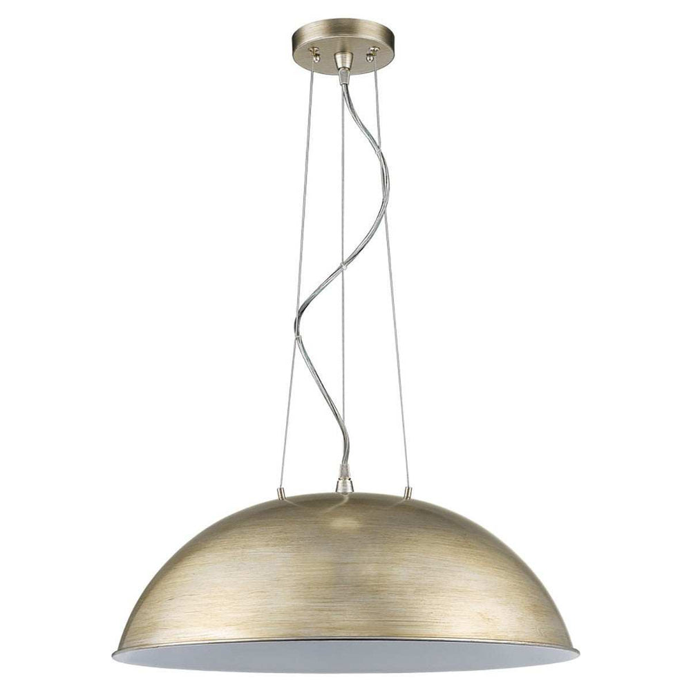 Layla 1-Light Washed Gold Bowl Pendant With Gloss White Interior Shade - Homeroots - Flyclothing LLC