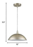 Silver Metal Hanging Light with Dome Shade - Homeroots - Flyclothing LLC