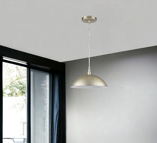 Silver Metal Hanging Light with Dome Shade - Homeroots